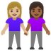 👩🏼‍🤝‍👩🏾 women holding hands: medium-light skin tone, medium-dark skin tone display on Google